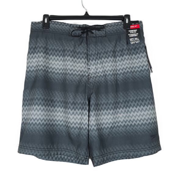 Speedo Men's Bondi Comfort Stretch Boardshort 20" Black Purview Stripe XL NWT - Picture 1 of 9